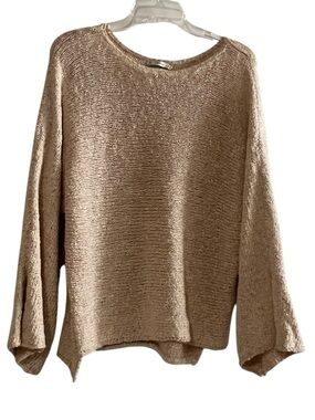 ZARA Knit Sweater Small Beige 100% Italian Yarn Cotton